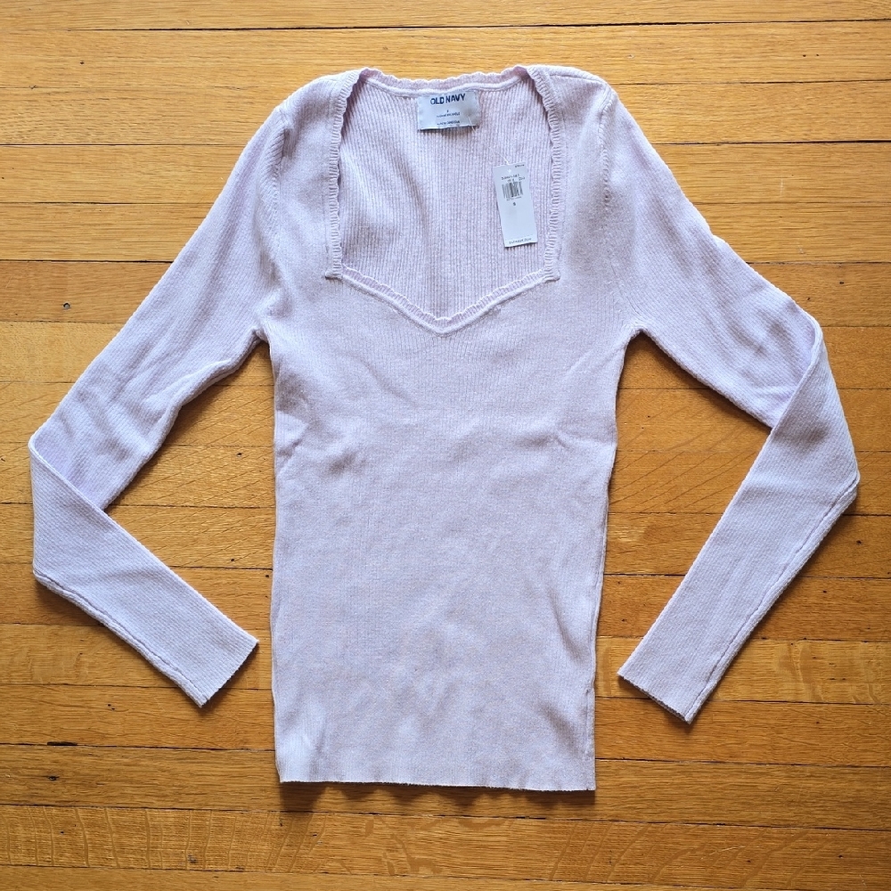 NWT, Old Navy, Lavender, Sweetheart Neckline, Ribbed, Sweater, Women's S